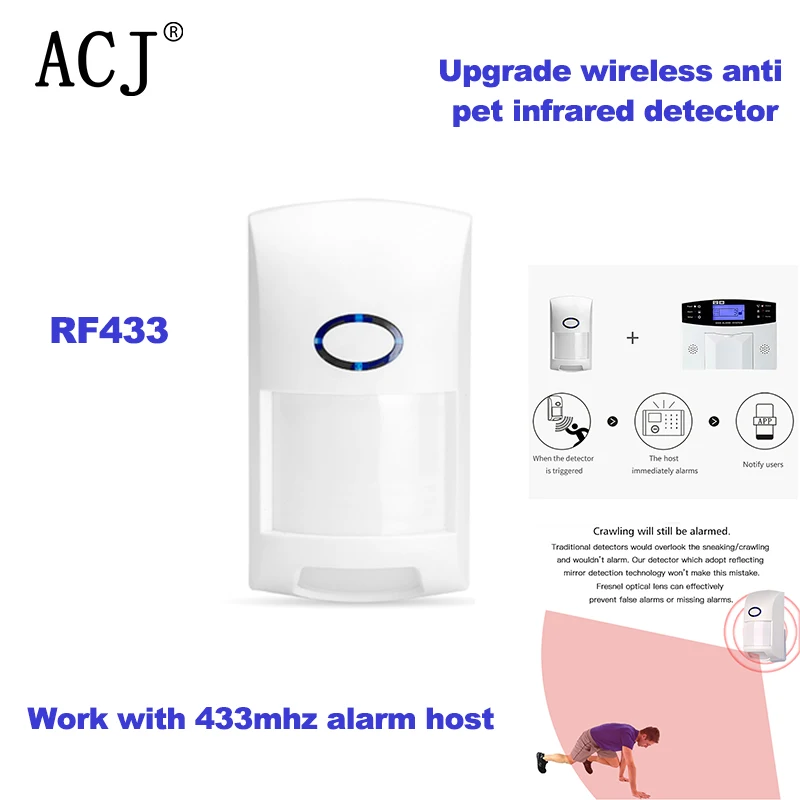 Nové PIR Bezdrôtový 433MHZ Anti Pet Infračervené Alarm Detektor Infračervené Sonda Krytý Ľudské Telo Senzor Pre Alarm Hostiteľský Systém