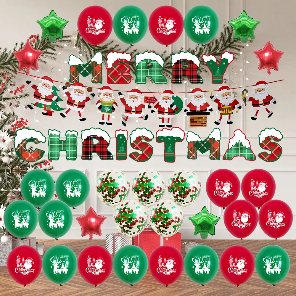 Nové Veselé Vianoce Balón Nastaviť Domáce Dekorácie 10 cm Červená a Zelená Santa Claus Vytlačené Balón Stožiare Vlajky Strana Dodávky