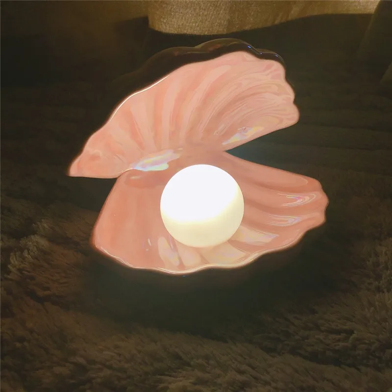 Nočné Osvetlenie, Keramické Shell Perlou Japonský Štýl Lampy Streamer Krytý Nočné Lampy, Nočné Domáce Dekorácie Vianoce Darček Lampara