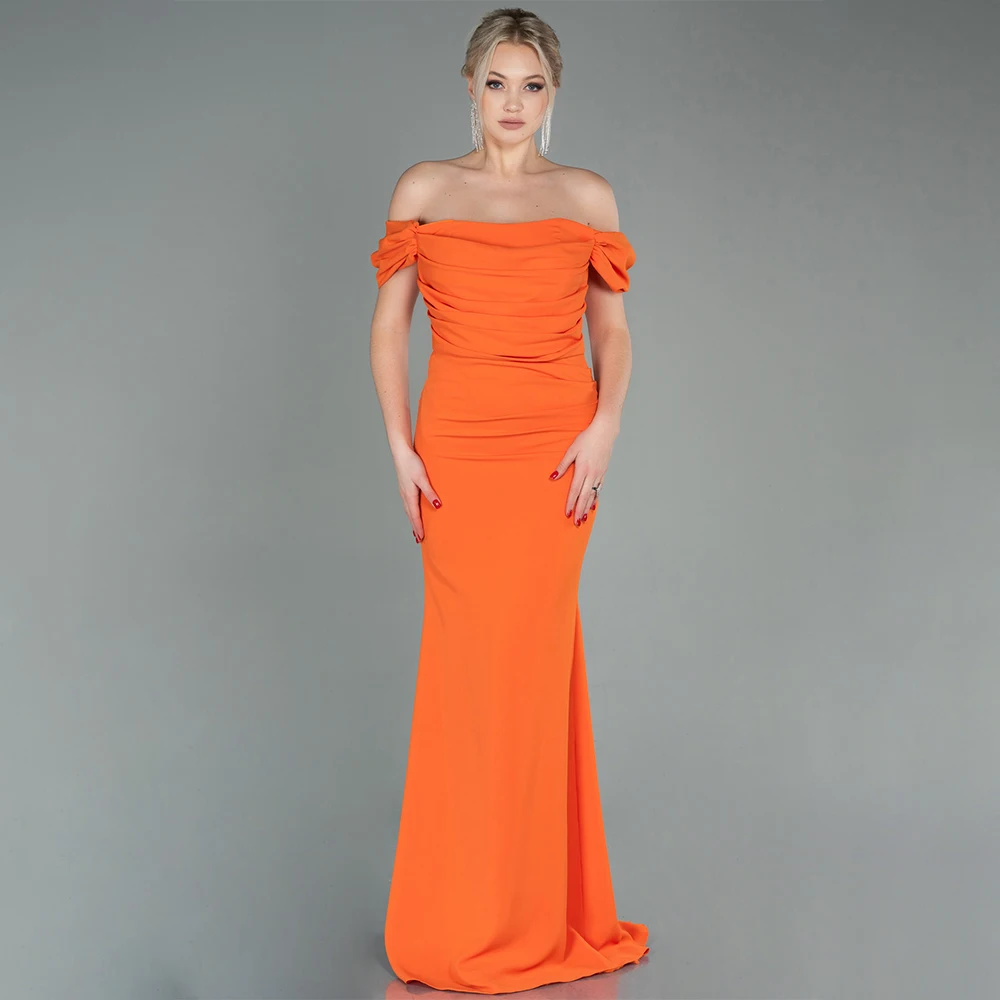 Orange Večerné Šaty pre Ženy 2023 Dlho Ramena Morská víla Večerné Šaty Jednoduché Backless bez Rukávov Formálnej Strany Šaty