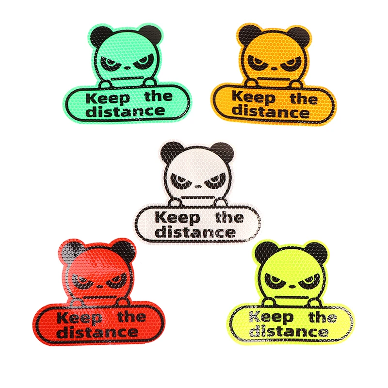 Panda Nálepky Udržať Vzdialenosť Reflexné Nálepky Fluorescenčná Žltá Zelená Hexagon Honeycomb Cartoon Auto Dekorácie, Nálepky