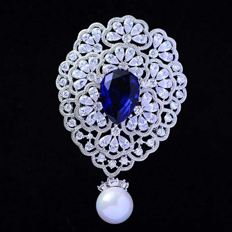 Prehnané Drop Corsage Crystal Svadobné Šperky pre Ženy Módne Farby Kolíky Pozlátené Cubic Zirconia Brošne Príslušenstvo