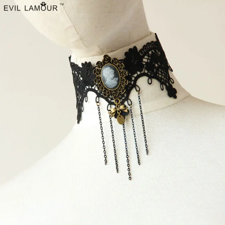 Princezná Lolita šperky Vintage krásy hlavu čiernej čipky krátky náhrdelník false golier goths príslušenstvo krátky náhrdelník reťazca JL-131