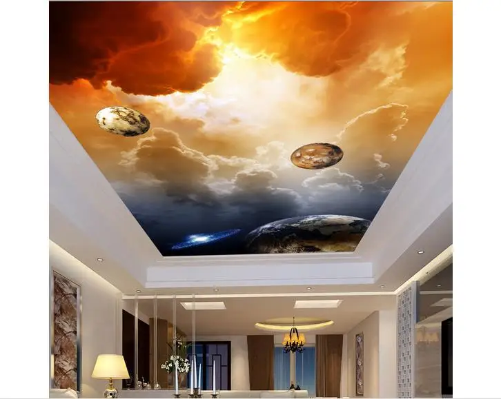 Prispôsobený 3d fotografiu v 3d tapeta na stenu strop tapety maľby vesmír, priestor mraky spálňa fresky 3d izba tapety
