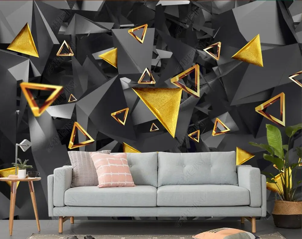 prispôsobený nástenná maľba foto tapety 3d moderné geometrické čierne a biele abstraktné zlaté domova spálňa tapety na steny 3d