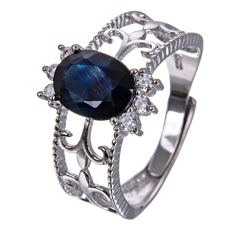 Prírodné blue sapphire krúžok doprava Zadarmo Prírodné reálne blue sapphire 925 sterling silver 6 mm*8mm