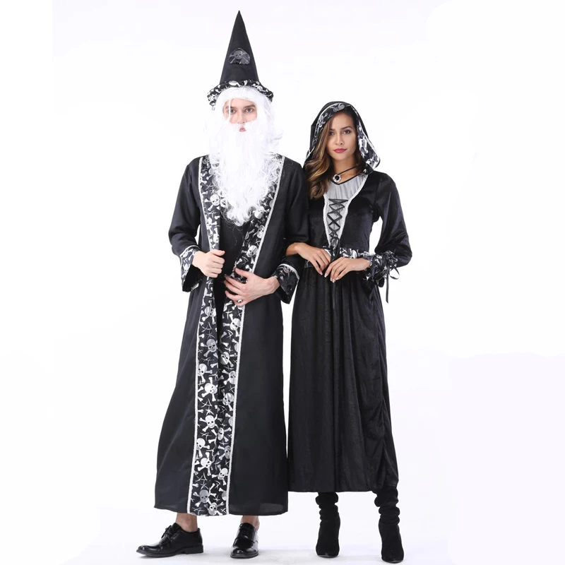 Purim, Karneval, Halloween Kostýmy Lebky Sprievodca Kúzelník Kostým pre Mužov Čarodejnice Cosplay pre Ženy, Fantázie Cosplay Šaty, Šaty