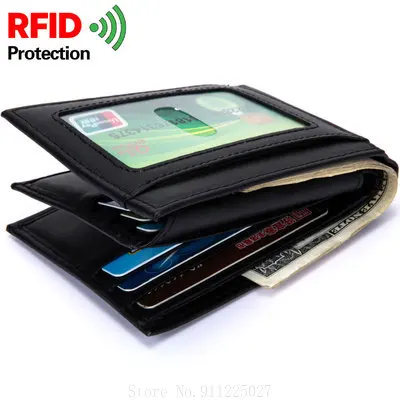 Pánske Originálne Kožené Krátke Peňaženky RFID Blokovanie Peňaženky Bifold Peňaženky Držitelia Kreditných Kariet