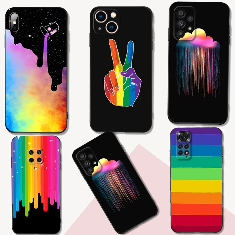 Rainbow umenie DIY Black Tpu puzdro Pre Samsung Galaxy A03 Core A03S A13 A23 LTE A33 A53 A73 4G 5G