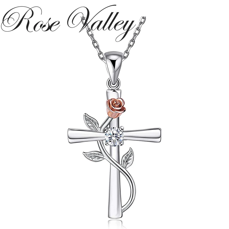 Rose Valley Ruže Kvet Náhrdelník Prívesok pre Ženy Kríž Prívesky Módne Šperky Dievčatá Darčeky RSN004