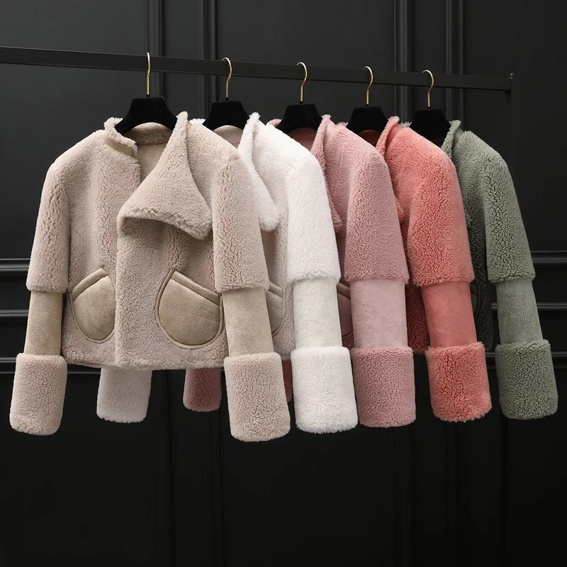 Skutočné Kožušinový Kabát Ženský Plášť Zimný Kabát Ženy Ovce Shearling Kožušiny Bunda Ženy Kórejské Oblečenie Bundy Manteau Femme