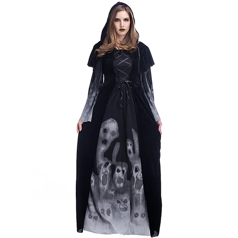 Strašidelný Duchov Zabudnuté Duše Šaty smrtka Kostýmy pre Halloween Ženy