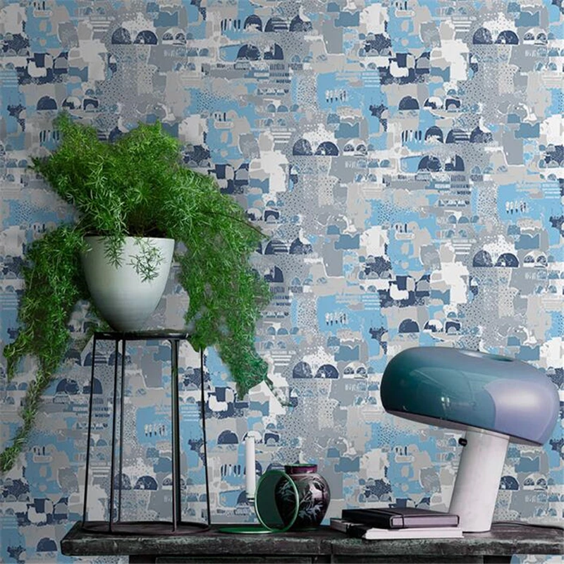 Stredomorská modrá tapeta umenie abstraktné obývacia izba, spálňa s oblečením moderný minimalistický Nordic štýl tapiet