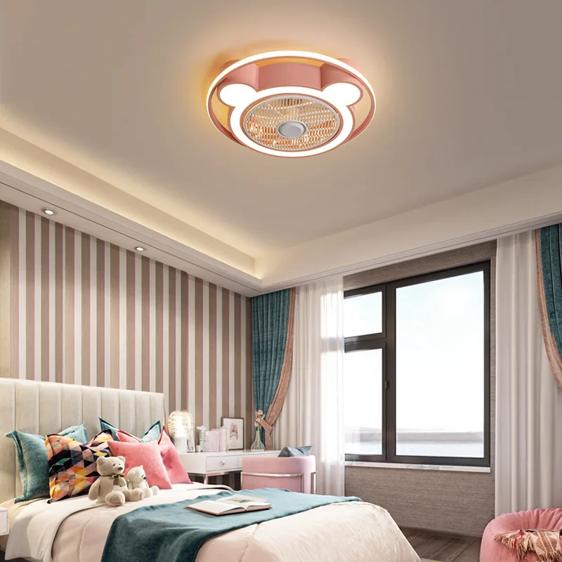Stropný ventilátor lampa LED kolo jednoduché moderné teplé romantický Nordic stropný ventilátor čítanie detskej izby, spálne, ventilátor lampa