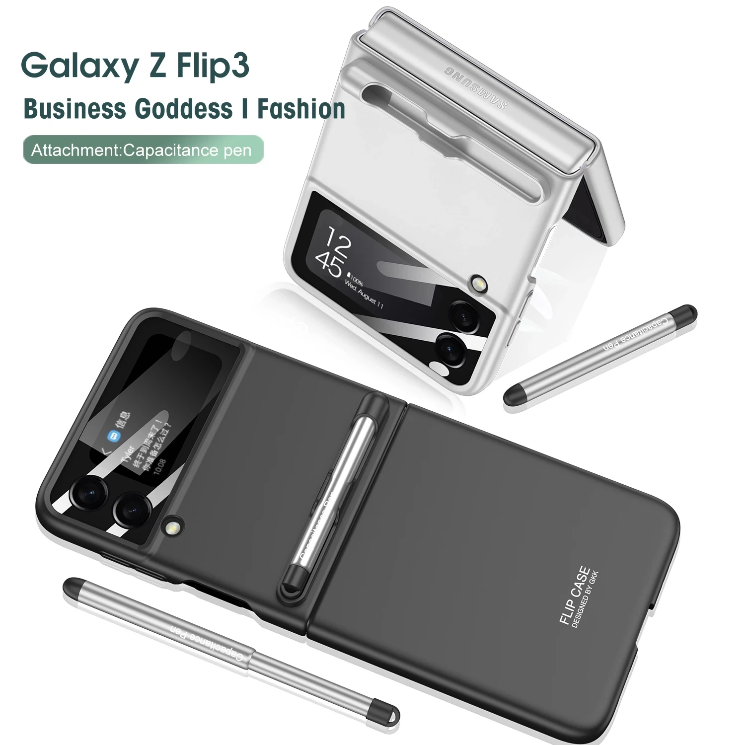 Telefón puzdro Pre Samsung Galaxy Z Flip 3 Flip3 5G Prípade Ultra-tenké Späť Obrazovka Sklo Pevný Kryt Telefónu Galaxy Z Flip3 S Perom