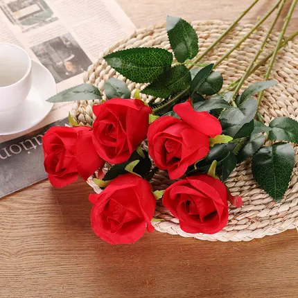 Umelé Kvety Hodváb Rose Dlho Pobočky Kytice pre Svadobné Domáce Dekorácie Falošné Rastliny DIY Veniec Dodávky Príslušenstvo