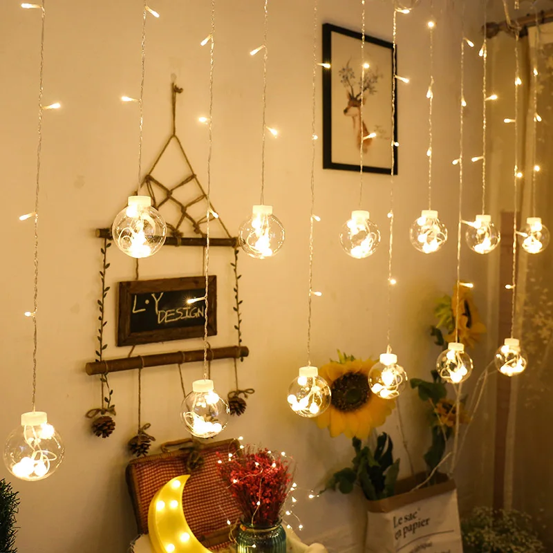Vianočné Rozprávky Svetlá LED Girlandy Loptu String Svetlá Vodotesný pre Vianočné Osvetlenie Vonkajšie Ozdoby na Vianočný Stromček