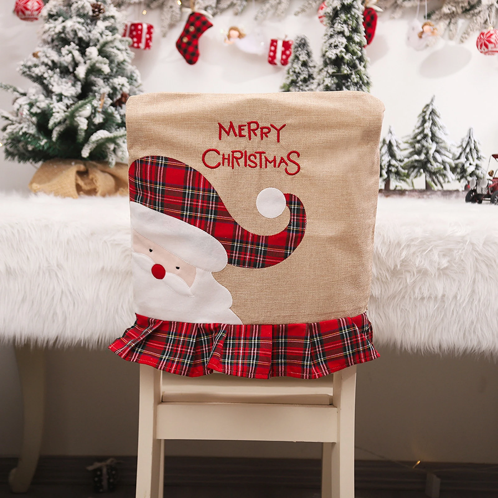 Vianočné Stoličky Kryt Tvorivé Roztomilý List Vytlačte Darčekový Balíček Stoličky Kryt Vianočné Reštaurácia, Domáce Kreslo Vianočné Dekorácie