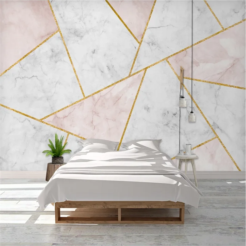 Vlastné 3D 8D tapety nástenná maľba abstraktné geometrické mramorový vzor zlaté linky, spálne, gauč TV pozadí na stenu