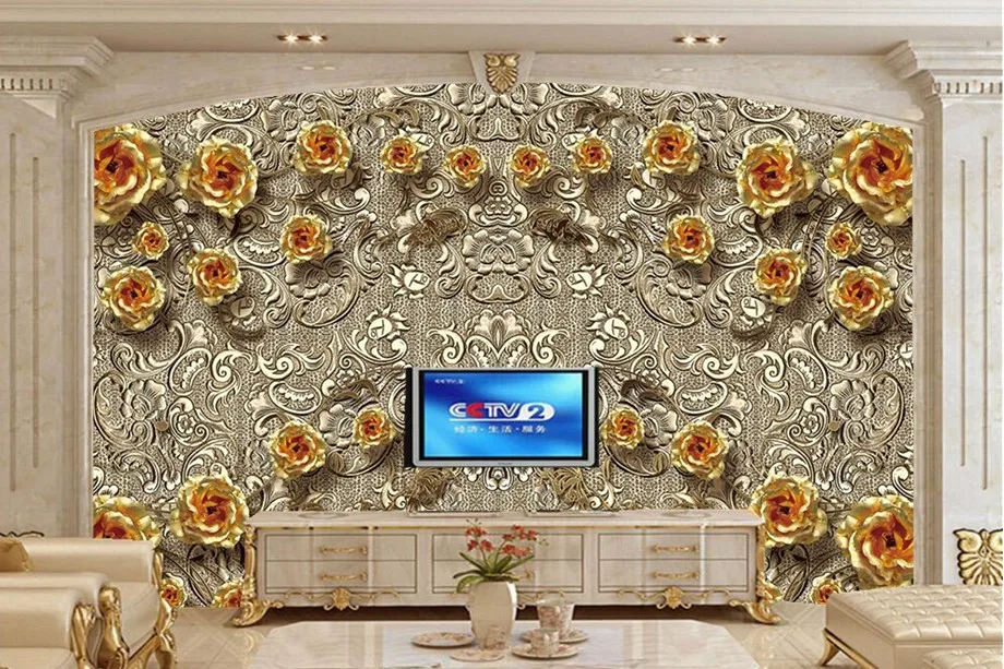 Vlastné Luxusné Zlaté Ruže maľby, tapety,reštaurácia hotel obývacia izba gauč tv steny, spálne, abstraktných de parede veľké nástenné maľby