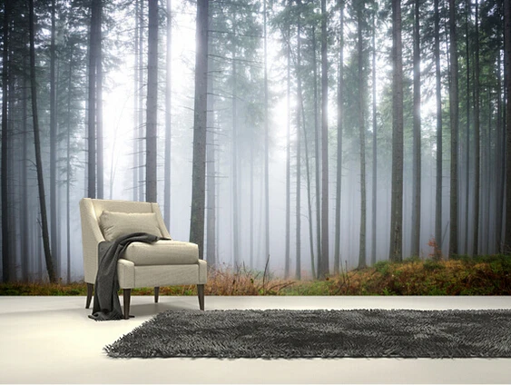 Vlastné prírodné tapety.Ráno Lesa Hmly,3D krajiny nástenná maľba na obývacia izba, spálňa reštaurácia Reliéfne steny tapety