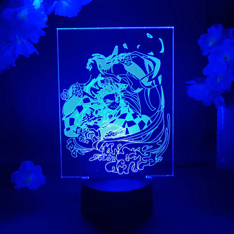 Voda Dýchanie Tanjiro Anime Lampa Cool Vianoce Darček LED Svetlá pre Otaku mange Priatelia Narodeniny, Party Podsvietenie Démon Vrah