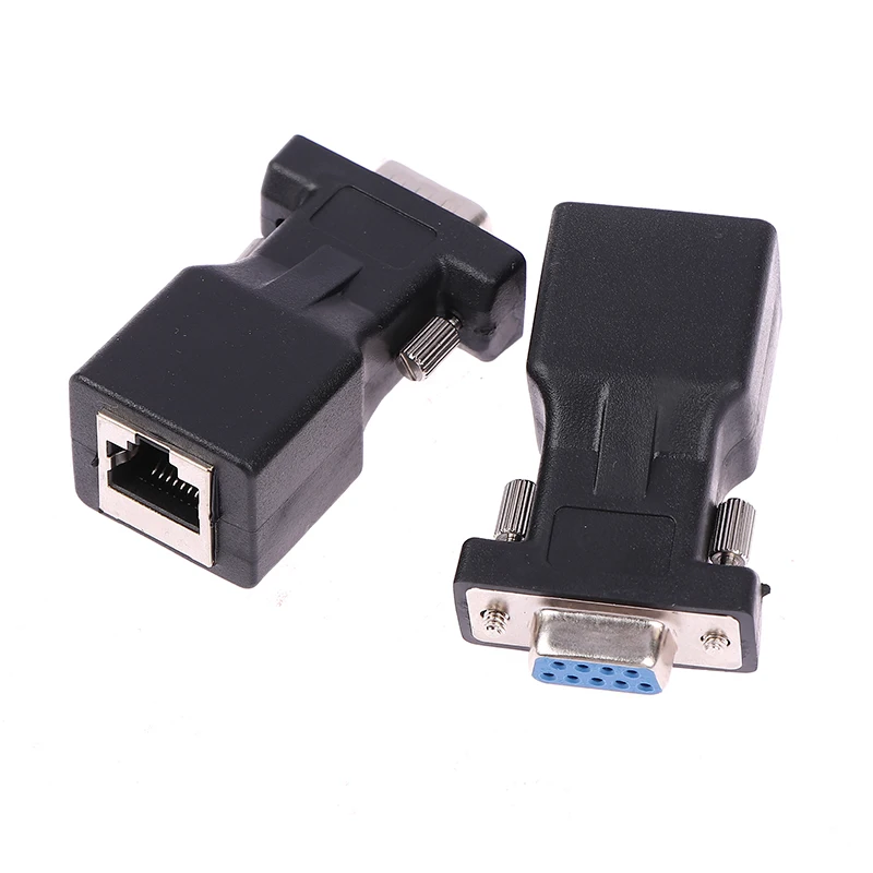 Vysoko Kvalitné Čierna DB9 RS232 Muž/Žena Na RJ45 Adaptér COM Port LAN Ethernet Port Konvertor