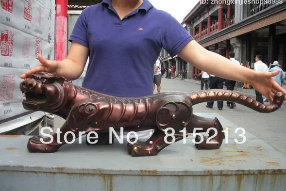 wang 000202 Obrovský Čínsky klasický Červený Bronz Peniaze Tiger Socha