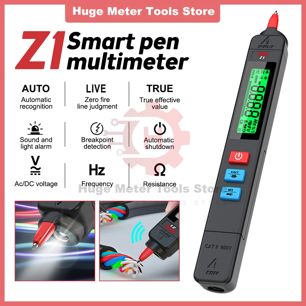 Z1 Digitálny Multimeter 2000 sa Počíta Napätie Test Pero Non-contact Smart Elektrický pero NCV Live wire Kontinuity Ohm Hz DC AC Detektor