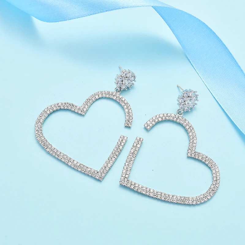 Zhijia Šperky, Luxusné Módne Podiel Farba Srdce Drahokamu Crystal Stud Náušnice Pre Ženy Šaty Strany Dary