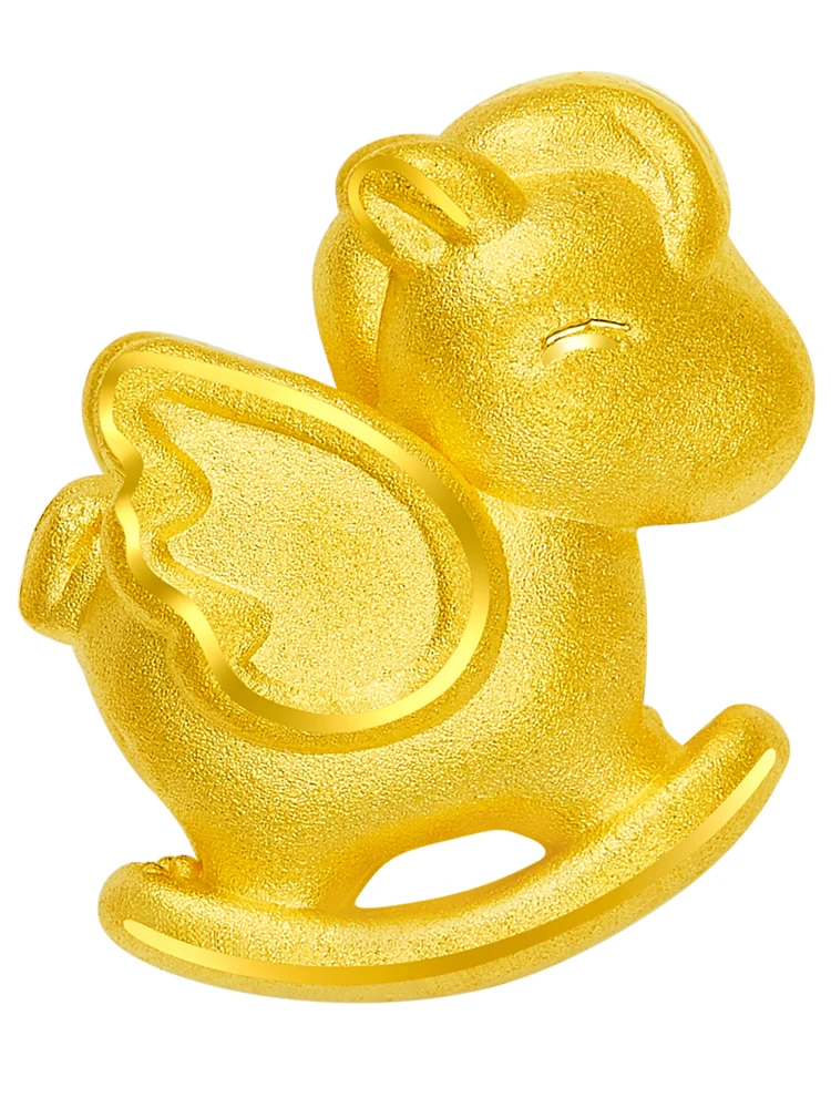 Čistý 999 24K Žlté Zlato Náramok Ženy 3D Gold Roztomilý Lietať Kôň Náramok 1pcs