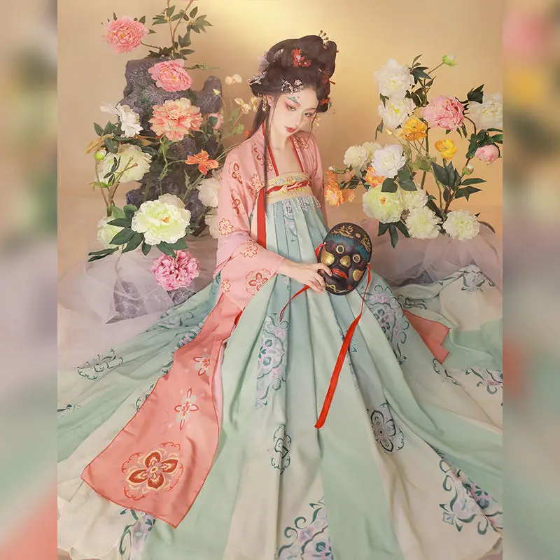 Čínske Tradičné Tlačené Hanfu Šaty pre Ženy, 3 Farby Tang Víla Tanečné Šaty Elegantné Dievčatá Festival Stage Kostýmy