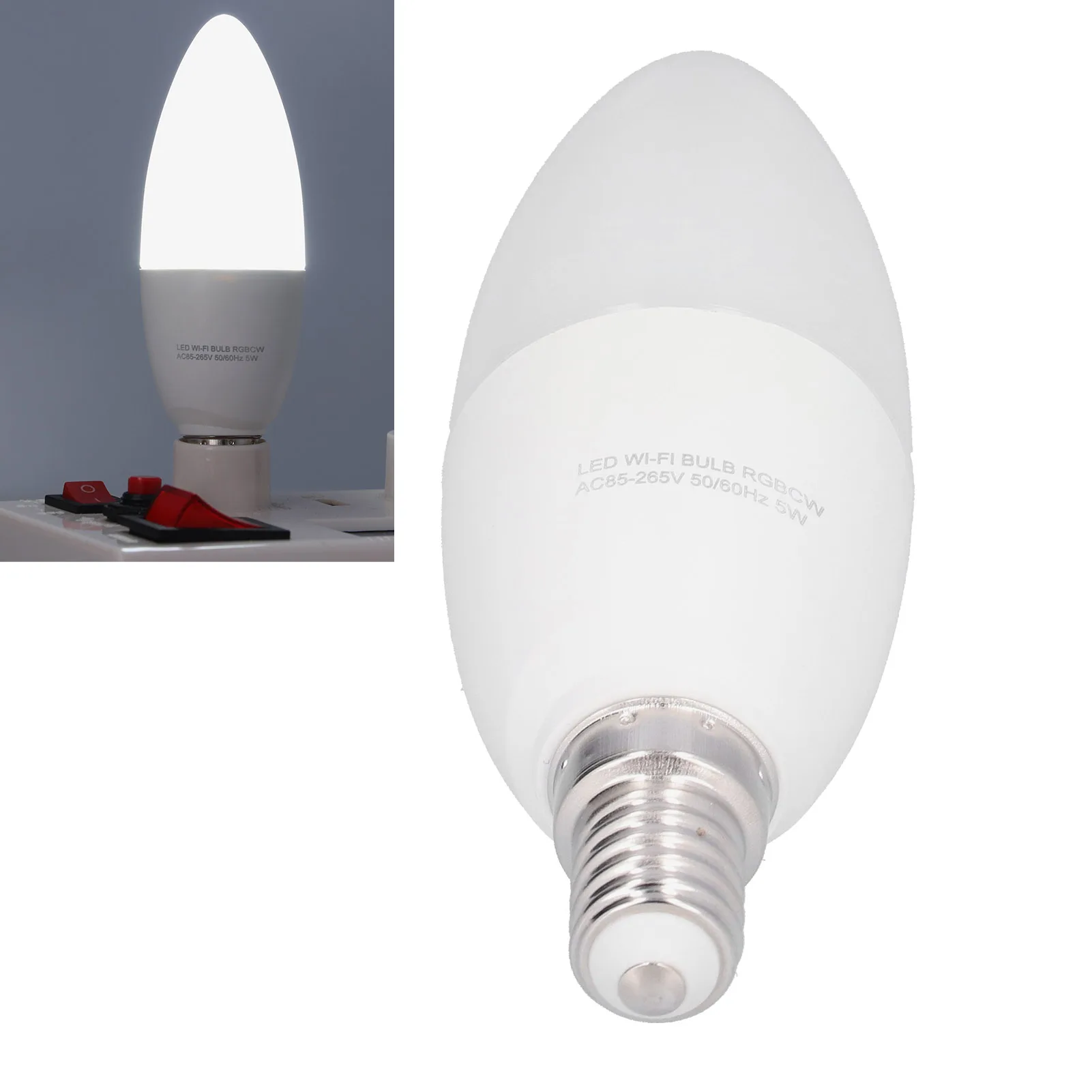 žiarovka pätica E14 Žiarovku 5W RGB Sviečka Žiarovka Podpora WIFI + APP Riadenie AC85-265V 50Hz / 60Hz objímky e27 base